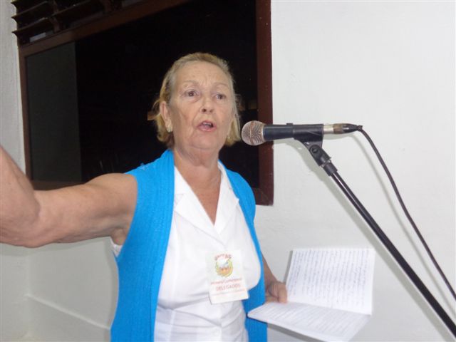 Maritza realizó una contundente intervención c donde exigió la eliminación del bloqueo de los EEUU . Foto: Lourdes Rey 
