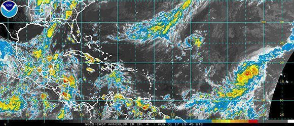 Imagen satelital del huracán Irma sobre el Atlántico. Fuente: Instituto de Meteorología de la República de Cuba