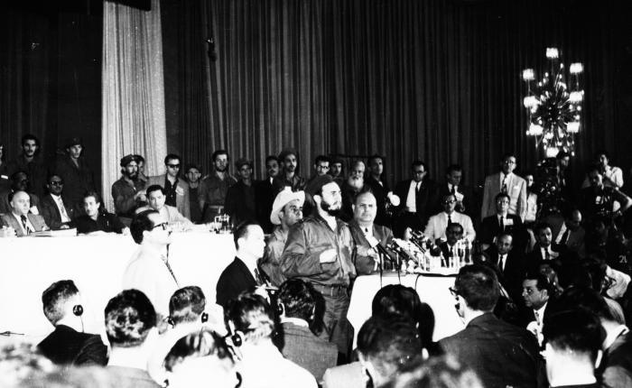 January 22, in Havana’s Hotel Rivera, Fidel held what he called the world’s largest press conference, Operation Truth, and the public trials of Batista’s henchmen. Photo: Archive